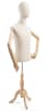 Male display dress form with natural canvas torso on wooden tripod base adjustable retail mannequin for boutiques and designers - Image 3 of 0