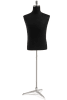 Male display dress form with natural canvas torso on metal tripod base adjustable retail mannequin for boutiques and designers - Image 1 of 0
