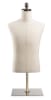 Male display dress form with natural canvas torso on flat metal countertop base - adjustable retail mannequin for boutiques and designers - Image 1 of 0