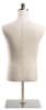 Male display dress form with natural canvas torso on flat metal countertop base - adjustable retail mannequin for boutiques and designers - Image 3 of 0