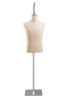 Male display dress form with natural canvas torso on metal hanging base - adjustable retail mannequin for boutiques and designers - Image 1 of 0