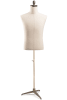 Male display dress form with natural canvas torso on metal tripod base - adjustable retail mannequin for boutiques and designers - Image 1 of 0