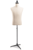 Male display dress form with natural canvas torso on metal tripod base - adjustable retail mannequin for boutiques and designers - Image 1 of 0