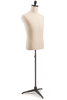 Male display dress form with natural canvas torso on metal tripod base - adjustable retail mannequin for boutiques and designers - Image 2 of 0