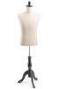 Male display dress form with natural canvas torso on wooden tripod base  adjustable retail mannequin for boutiques and designers - Image 1 of 0