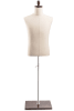 Male display dress form with natural canvas torso on wooden flat base  adjustable retail mannequin for boutiques and designers - Image 1 of 0