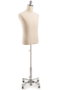 Male display dress form with natural canvas torso on metal rolling base - adjustable retail mannequin for boutiques and designers - Image 2 of 0