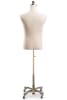 Male display dress form with natural canvas torso on metal rolling base - adjustable retail mannequin for boutiques and designers - Image 3 of 0
