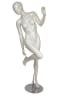 Pearl white abstract head female mannequin with knee bent pose and hand raised, removable limbs for easy dressing display - Image 1 of 0
