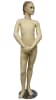 Realistic 56-inch tall female child mannequin in fleshtone fiberglass with arms crossed and a chrome steel base for retail clothing displays. - Image 1 of 0