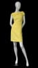 Abstract head female mannequin in a gloss white finish made of fiberglass with a right hip out pose and a round metal base. - Image 1 of 0