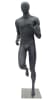 Athletic male egghead mannequin with a ripped muscular build in matte gray fiberglass, featuring a square brushed metal base. - Image 1 of 0