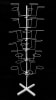 6-tier metal hat rack in white featuring 30 circular wire hooks and a mobile base with wheels. - Image 1 of 0