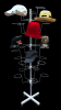 6-tier metal hat rack in white featuring 30 circular wire hooks and a mobile base with wheels. - Image 2 of 0