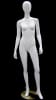 Semi-matte white female egghead mannequin with a hip-jutting pose on a round steel base. - Image 1 of 0