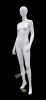 Semi-matte white female egghead mannequin with a hip-jutting pose on a round steel base. - Image 2 of 0