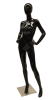 Arrita egghead female mannequin in a glossy black finish standing on a round chrome base for retail clothing display. - Image 2 of 0