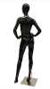 Arrita egghead female mannequin in a glossy black finish standing on a round chrome base for retail clothing display. - Image 3 of 0