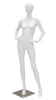 Arrita matte white female fiberglass mannequin in a natural standing pose on a round chrome base with foot and ankle support rods. - Image 1 of 0