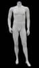 Headless male mannequin in matte white fiberglass with magnetic arms and a dual-support glass base. - Image 1 of 0