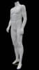Headless male mannequin in matte white fiberglass with magnetic arms and a dual-support glass base. - Image 2 of 0