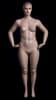 Plus size female fiberglass mannequin in fleshtone with molded hair, hands on hips, and a round metal base. - Image 2 of 0