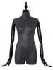 Black Leatherette 3/4 Torso Female Body Display Form with Posable Wood Arms - Image 6 of 0