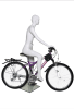 Female cyclist bike riding mannequin in glossy white resting pose for athletic apparel and cycling retail display - Image 3 of 0