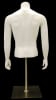 Male headless upper torso mannequin in matte white fiberglass with a satin metal base for formal wear retail display. - Image 3 of 0