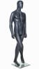 Grey fiberglass male mannequin with soft facial features in a standing crossed-leg pose on a metal base. - Image 2 of 0