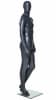 Grey fiberglass male mannequin with soft facial features in a standing pose with bent leg and head turned right on a metal base. - Image 3 of 0
