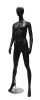 Modern satin black fiberglass female mannequin with an egg head design on a stable base with two supporting rods. - Image 2 of 0