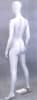 Modern matte white fiberglass female mannequin with an egg head design on a stable base with two supporting rods for retail display. - Image 2 of 0