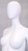 Modern matte white fiberglass female mannequin with an egg head design on a stable base with two supporting rods for retail display. - Image 3 of 0