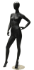 Satin black fiberglass female mannequin with a modern egg head design on a stable round base for retail apparel displays. - Image 2 of 0
