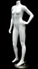Petite glossy white headless female mannequin in a pose with hand on hip and bent leg, made of fiberglass with a metal base. - Image 2 of 0