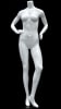 Petite glossy white headless female mannequin in a hands-on-hips pose made of fiberglass with a metal base. - Image 1 of 0