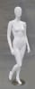 Egghead matte white female mannequin with right leg raised in modern display pose - Image 1 of 0