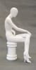 Seated matte white female fiberglass mannequin with left leg crossed sitting on a white stool base. - Image 3 of 0