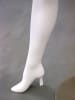 Seated matte white female fiberglass mannequin with left leg crossed sitting on a white stool base. - Image 4 of 0