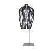 Silver fiberglass 3/4 female torso display on a matching base for retail clothing presentations. - Image 1 of 0