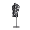 Silver fiberglass 3/4 female torso display on a matching base for retail clothing presentations. - Image 2 of 0