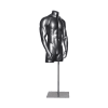 Silver fiberglass 3/4 female torso display on a matching base for retail clothing presentations. - Image 3 of 0
