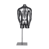 Silver fiberglass 3/4 female torso display on a matching base for retail clothing presentations. - Image 4 of 0
