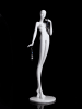 Glossy white fiberglass mini jewelry mannequin in a dancer-inspired pose with an integrated pedestal base for displaying bracelets and necklaces. - Image 1 of 0