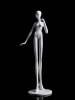Glossy white fiberglass mini jewelry mannequin in a dancer-inspired pose with an integrated pedestal base for displaying bracelets and necklaces. - Image 2 of 0