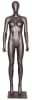 Athletic female mannequin in a matte gray fiberglass finish, holding weights in a standing pose on a square metal base. - Image 1 of 0