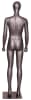 Athletic female mannequin in a matte gray fiberglass finish, holding weights in a standing pose on a square metal base. - Image 3 of 0