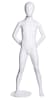 Egghead boy child mannequin in glossy white fiberglass with a wide-legged pose and arms behind back on a stable base. - Image 1 of 0