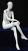 Glossy white female seated egghead mannequin made of fiberglass in a natural sitting pose with no base. - Image 3 of 0